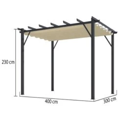 Pergola 100% Aluminium Gris Anthracite 12m² Avec Toile D'ombrage écru 140gr/m² HABRITA -Jardin Soldes pergola 100 aluminium gris anthracite 12m avec toile d ombrage ecru 140grm habrita 2
