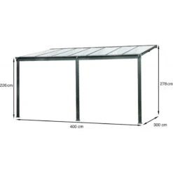 Pergola Adossée 435x300cm En Aluminium Noir Et Polycarbonate 4mm CIELO - DCB Garden -Jardin Soldes pergola adossee 435x300cm en aluminium noir et polycarbonate 4mm cielo dcb garden 3