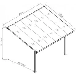 Pergola Adossée Ajustable - Toit De Terrasse En Alu 3,75x2,55m X-METAL -Jardin Soldes pergola adossee ajustable toit de terrasse en alu 255x375m x metal 2