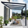 Pergola Adossée Stockholm 350x368cm Aluminium Gris Et Polycarbonate Avec Stores De Toit Rétractables – Palram - Canopia -Jardin Soldes pergola adossee stockholm 350x368cm aluminium gris et polycarbonate avec stores de toit retractables palram