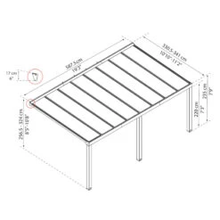 Pergola Adossée Stockholm 350x590cm Aluminium Gris Et Polycarbonate Avec Stores De Toit Rétractables – Palram - Canopia -Jardin Soldes pergola adossee stockholm 350x590cm aluminium gris et polycarbonate avec stores de toit retractables palram 4