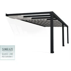 Pergola Adossée Stockholm 350x810cm Aluminium Gris Et Polycarbonate Avec Stores De Toit Rétractables – Palram - Canopia -Jardin Soldes pergola adossee stockholm 350x810cm aluminium gris et polycarbonate avec stores de toit retractables palram 2