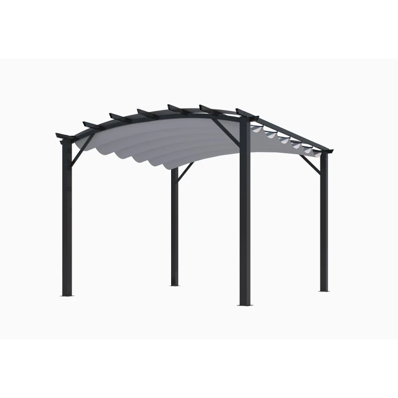 Pergola Arche Aluminium/acier Gris Anthracite 11,22m² Avec Toit En Toile Polyester 280gr/m² Gris HABRITA 4 Pergola Arche Aluminium/acier Gris Anthracite 11,22m² Avec Toit En Toile Polyester 280gr/m² Gris HABRITA – Image 2