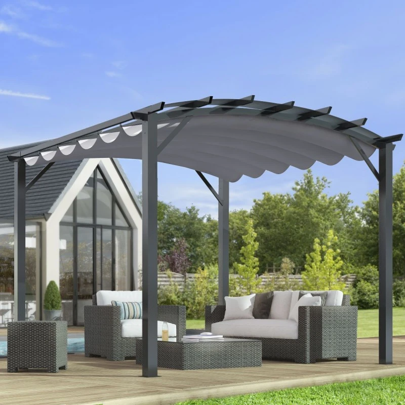 Pergola Arche Aluminium/acier Gris Anthracite 11,22m² Avec Toit En Toile Polyester 280gr/m² Gris HABRITA 3 Pergola Arche Aluminium/acier Gris Anthracite 11,22m² Avec Toit En Toile Polyester 280gr/m² Gris HABRITA