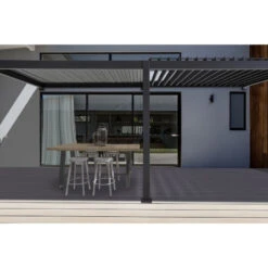 Pergola Bioclimatique Adossée En Alu Anthracite 3,6x6m Ombrea -Jardin Soldes pergola bioclimatique adossee en alu anthracite 36x6m ombrea 2