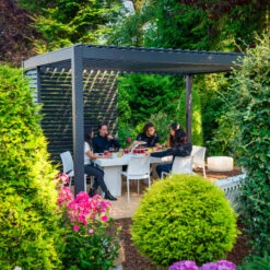 Pergola Bioclimatique Autoportante En Alu Anthracite 3x4m Ombrea -Jardin Soldes pergola bioclimatique autoportante en alu anthracite 3x4m ombrea 3