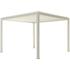 Pergola Bioclimatique Autoportante En Alu Blanc 3.6x3.6m Ombrea -Jardin Soldes pergola bioclimatique autoportante en alu blanc 36x36m ombrea 2