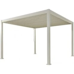 Pergola Bioclimatique Autoportante En Alu Blanc 3.6x3.6m Ombrea -Jardin Soldes pergola bioclimatique autoportante en alu blanc 36x36m ombrea 5