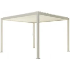 Meilleures ventes -Jardin Soldes pergola bioclimatique autoportante en alu blanc 3x3m ombrea 1