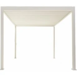 Pergola Bioclimatique Ombréa Autoportante 3x4M - Blanc - S1 -Jardin Soldes pergola bioclimatique autoportante en alu blanc 3x4m ombrea 4