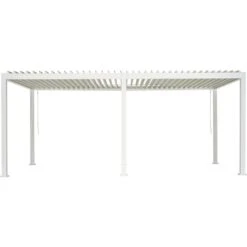 Pergola Bioclimatique Autoportante En Alu Blanc 3x6m Ombrea -Jardin Soldes pergola bioclimatique autoportante en alu blanc 3x6m ombrea 2