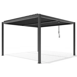 Pergola Bioclimatique Autoportante En Aluminium Anthracite 4x4m - X-METAL -Jardin Soldes pergola bioclimatique autoportante en aluminium anthracite 4x4m x metal 5