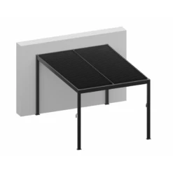 Pergola Bioclimatique En Aluminium Gris Anthracite 400x400cm Avec Lames Grises ODIN - GardenGate