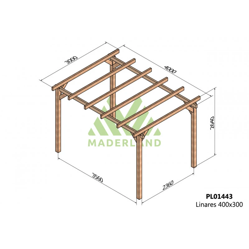 Pergola En Bois Lamellé-collé 400x300cm Linares – Maderland 4 Pergola En Bois Lamellé-collé 400x300cm Linares – Maderland – Image 2