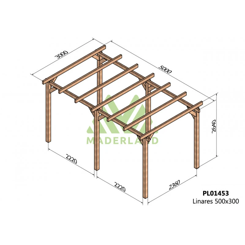 Pergola En Bois Lamellé-collé 500x300cm Linares – Maderland 4 Pergola En Bois Lamellé-collé 500x300cm Linares – Maderland – Image 2