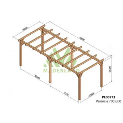 Pergola En Bois Lamellé-collé 700x300cm Valencia – Maderland -Jardin Soldes pergola en bois lamelle colle 700x300cm valencia maderland 1