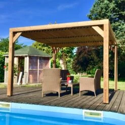 Pergola THERMAUVENT 10,67m² Toit Avec Ventelles Mobiles HABRITA 10 Pergola THERMAUVENT 10,67m² Toit Avec Ventelles Mobiles HABRITA -Jardin Soldes pergola thermauvent 1067m en bois avec vantelles sur le toit habrita 2