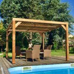 Pergola THERMAUVENT 10,67m² Toit Avec Ventelles Mobiles HABRITA 12 Pergola THERMAUVENT 10,67m² Toit Avec Ventelles Mobiles HABRITA -Jardin Soldes pergola thermauvent 1067m en bois avec vantelles sur le toit habrita 4