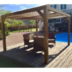 Pergola THERMAUVENT 10,67m² Toit Avec Ventelles Mobiles HABRITA 13 Pergola THERMAUVENT 10,67m² Toit Avec Ventelles Mobiles HABRITA -Jardin Soldes pergola thermauvent 1067m en bois avec vantelles sur le toit habrita 5