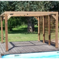 Pergola THERMAUVENT 10,67m² Paroi Avec Ventelles Mobiles HABRITA -Jardin Soldes pergola thermauvent 1067m paroi avec ventelles mobiles habrita 4