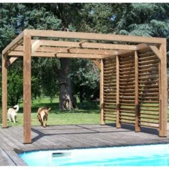 Pergola THERMAUVENT 10,67m² Paroi Avec Ventelles Mobiles HABRITA -Jardin Soldes pergola thermauvent 1067m paroi avec ventelles mobiles habrita 5