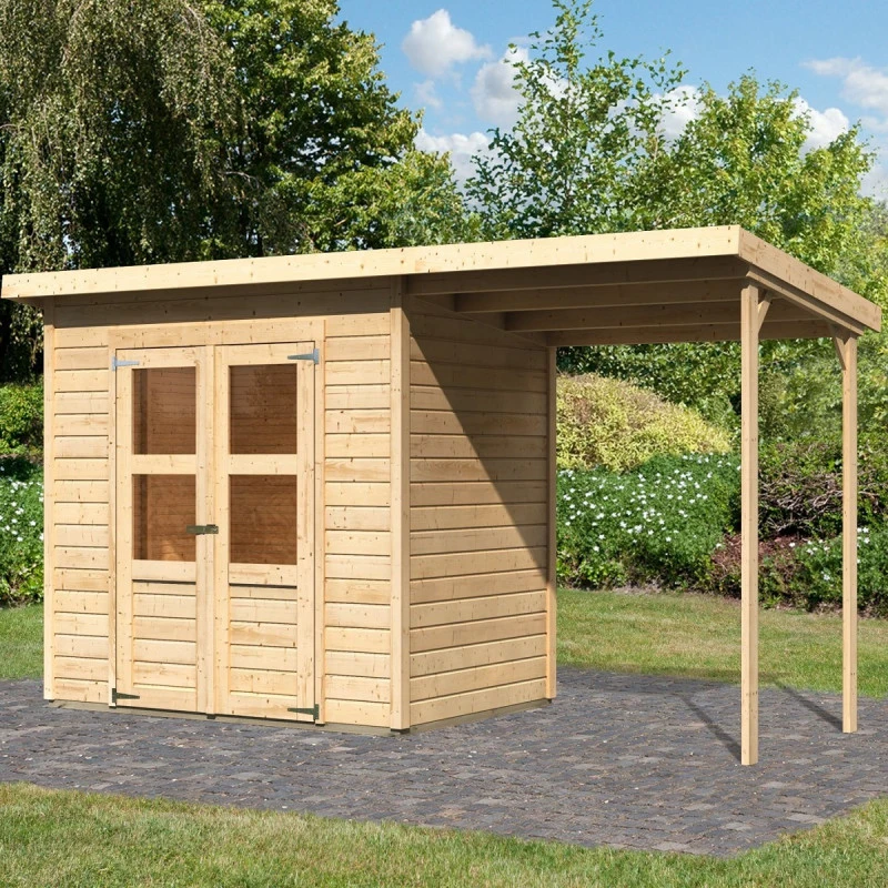 Petit Abri De Jardin En Bois 3,26m² Merseburg 3 + Appentis - Karibu 3 Petit Abri De Jardin En Bois 3,26m² Merseburg 3 + Appentis - Karibu