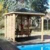 Pool House Blueterm 12,32m² Bois Thermo Chauffé + 2 Parois HABRITA -Jardin Soldes pool house en bois thermo traite 1232m blueterm 2 parois avec ventelles mobiles habrita