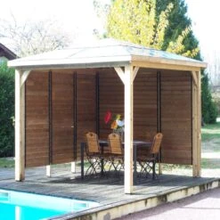 Pool House Blueterm 12,32m² Bois Thermo Chauffé + 2 Parois HABRITA -Jardin Soldes pool house en bois thermo traite 1232m blueterm 2 parois avec ventelles mobiles habrita 3