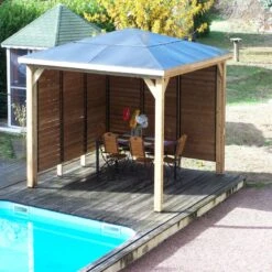 Pool House Blueterm 12,32m² Bois Thermo Chauffé + 2 Parois HABRITA -Jardin Soldes pool house en bois thermo traite 1232m blueterm 2 parois avec ventelles mobiles habrita 4