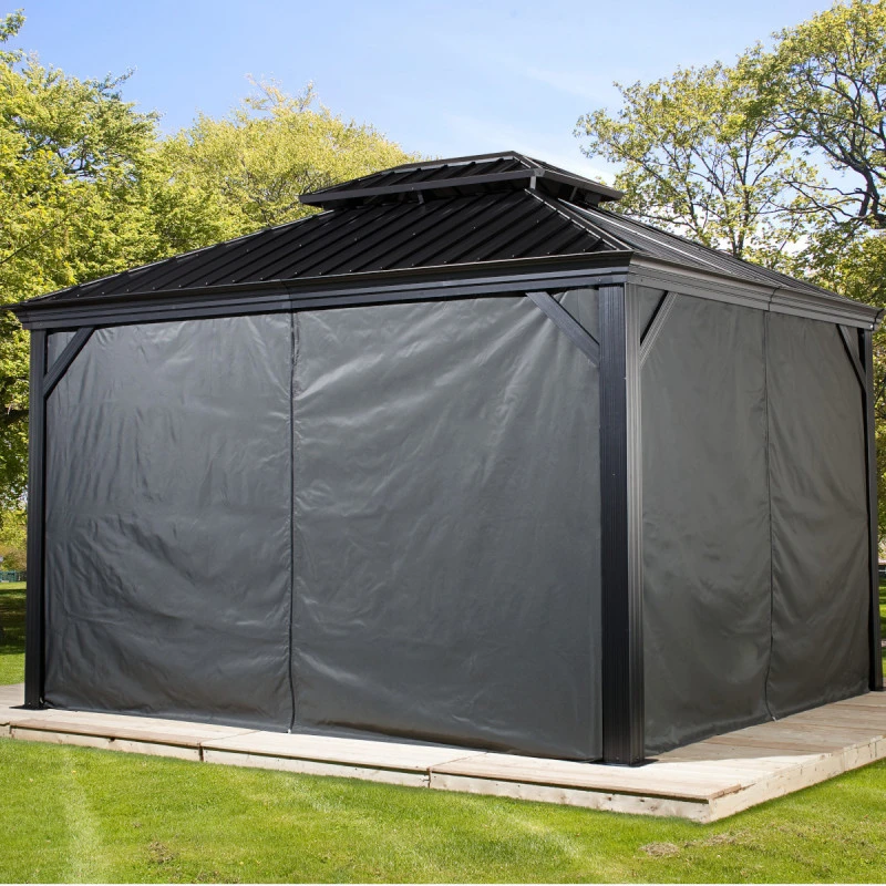 Rideaux Occultants En Polyester Gris Pour Pergolas Moreno 3x4 Et Mykonos 10x14 - SOJAG 3 Rideaux Occultants En Polyester Gris Pour Pergolas Moreno 3x4 Et Mykonos 10x14 - SOJAG