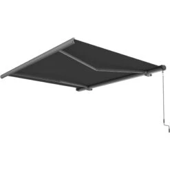 Store Banne Manuel 300x250cm LUXO Toile Polyester Grise - X-METAL -Jardin Soldes store banne manuel 300x250cm luxo toile polyester grise x metal 4