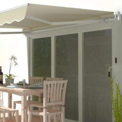 Store Banne Manuel 350x250cm EASY Toile Polyester Beige - X-METAL -Jardin Soldes store banne manuel 350x250cm easy toile polyester beige x metal 2