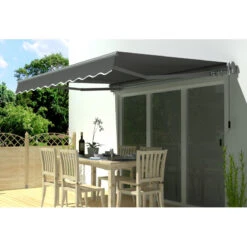 Store Banne Manuel 350x250cm EASY Toile Polyester Grise - X-METAL -Jardin Soldes store banne manuel 350x250cm easy toile polyester grise x metal 3