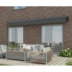 Store Banne Motorisé 295x200cm DECO Toile Polyester Grise - X-METAL -Jardin Soldes store banne motorise 295x200cm deco toile polyester grise x metal 4