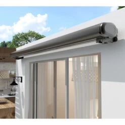 Store Banne Motorisé 300x250cm LUXO Toile Polyester Grise - X-METAL -Jardin Soldes store banne motorise 300x250cm luxo toile polyester grise x metal 3