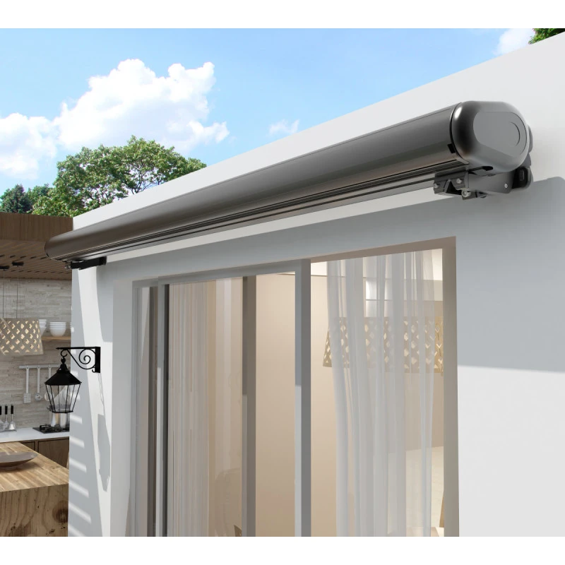 Store Banne Motorisé 500x300cm LUXO Toile Polyester Grise - X-METAL 6 Store Banne Motorisé 500x300cm LUXO Toile Polyester Grise - X-METAL – Image 4