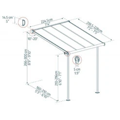 Toit De Terrasse 224x224cm En Aluminium Blanc Et Polycarbonate 6mm SIERRA - Canopia By Palram -Jardin Soldes toit de terrasse 224x224cm en aluminium blanc et polycarbonate 6mm sierra palram 2