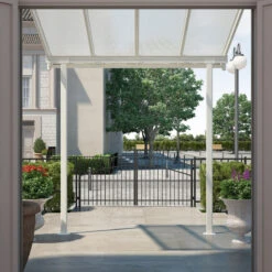 Toit De Terrasse 224x224cm En Aluminium Blanc Et Polycarbonate 6mm SIERRA - Canopia By Palram -Jardin Soldes toit de terrasse 224x224cm en aluminium blanc et polycarbonate 6mm sierra palram 3