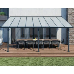 Toit De Terrasse 299x555cm En Aluminium Gris Et Polycarbonate 6mm SIERRA - Canopia By Palram -Jardin Soldes toit de terrasse 299x555cm en aluminium gris et polycarbonate 6mm sierra canopia by palram 4