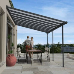 Toit De Terrasse 299x555cm En Aluminium Gris Et Polycarbonate 6mm SIERRA - Canopia By Palram -Jardin Soldes toit de terrasse 299x555cm en aluminium gris et polycarbonate 6mm sierra canopia by palram 5