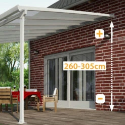 Toit De Terrasse 300x305cm En Aluminium Gris Et Polycarbonate 8mm FERIA - Canopia By Palram -Jardin Soldes toit de terrasse 300x305cm en aluminium gris et polycarbonate 8mm feria palram 3