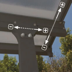 Toit De Terrasse 300x305cm En Aluminium Gris Et Polycarbonate 8mm FERIA - Canopia By Palram -Jardin Soldes toit de terrasse 300x305cm en aluminium gris et polycarbonate 8mm feria palram 4