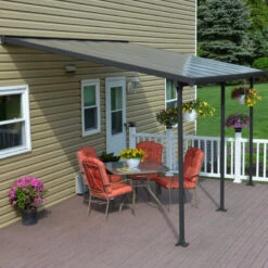 Toit De Terrasse 300x425cm En Aluminium Gris Et Polycarbonate 8mm FERIA - Canopia By Palram -Jardin Soldes toit de terrasse 300x425cm en aluminium gris et polycarbonate 8mm feria palram 3