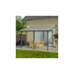 Toit De Terrasse 300x600cm En Alu Gris Anthracite Et Polycarbonate 8mm PATIO