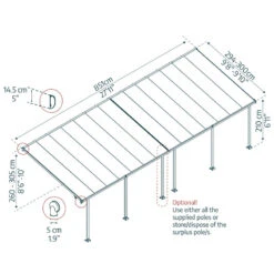 Toit De Terrasse 300x851cm En Aluminium Gris Et Polycarbonate 8mm FERIA - Canopia By Palram -Jardin Soldes toit de terrasse 300x851cm en aluminium gris et polycarbonate 8mm feria palram 2