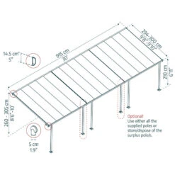 Toit De Terrasse 300x915cm En Aluminium Gris Et Polycarbonate 8mm FERIA - Canopia By Palram -Jardin Soldes toit de terrasse 300x915cm en aluminium gris et polycarbonate 8mm feria palram 2