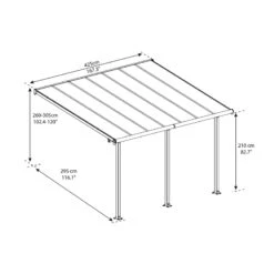 Toit De Terrasse En Aluminium Blanc 3x4,25m + PC 16mm Olympia - Palram - Canopia -Jardin Soldes toit de terrasse en aluminium blanc 3x425m pc 16mm olympia palram 3