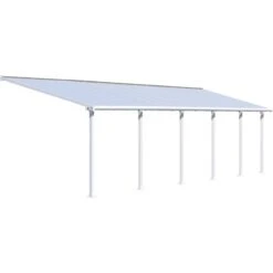 Toit De Terrasse En Aluminium Blanc 3x9,71m + PC 16mm Olympia - Palram - Canopia -Jardin Soldes toit de terrasse en aluminium blanc 3x971m pc 16mm olympia palram 1