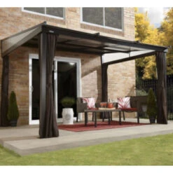 Tonnelle Adossée Budapest 364x288cm En Aluminium Avec Toit Rétractable - SOJAG -Jardin Soldes tonnelle adossee budapest 364x288cm en aluminium avec toit retractable sojag 3