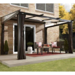 Tonnelle Adossée Budapest 364x288cm En Aluminium Avec Toit Rétractable - SOJAG -Jardin Soldes tonnelle adossee budapest 364x288cm en aluminium avec toit retractable sojag 4